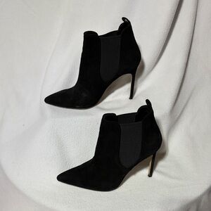 Manolo Blahnik Black Suede Heeled Boots